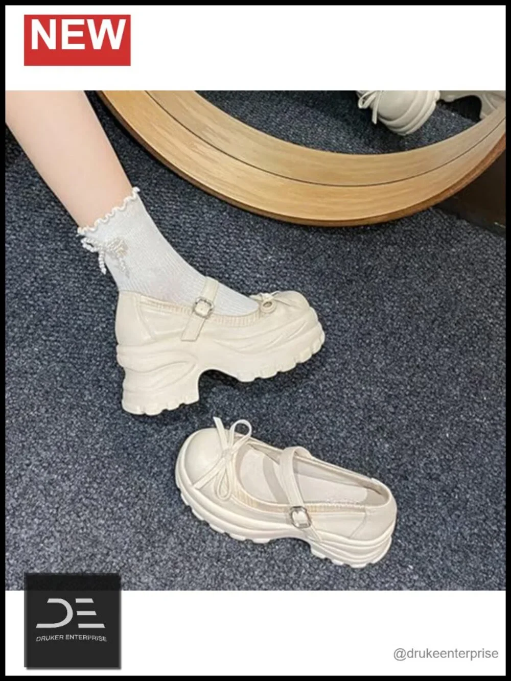 Women's Mary Jane Platform Shoes Comfortable Chunky Heel Ankle Strap Round Toe
